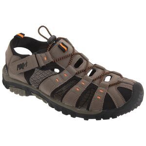 PDQ Mens Toggle & Touch Fastening Synthetic Nubuck Trail Sandals / Dark Taupe/Or